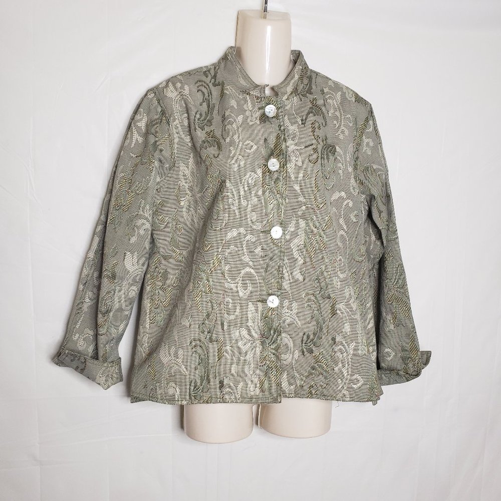 Coldwater Creek Green Cream Blazer sz 8